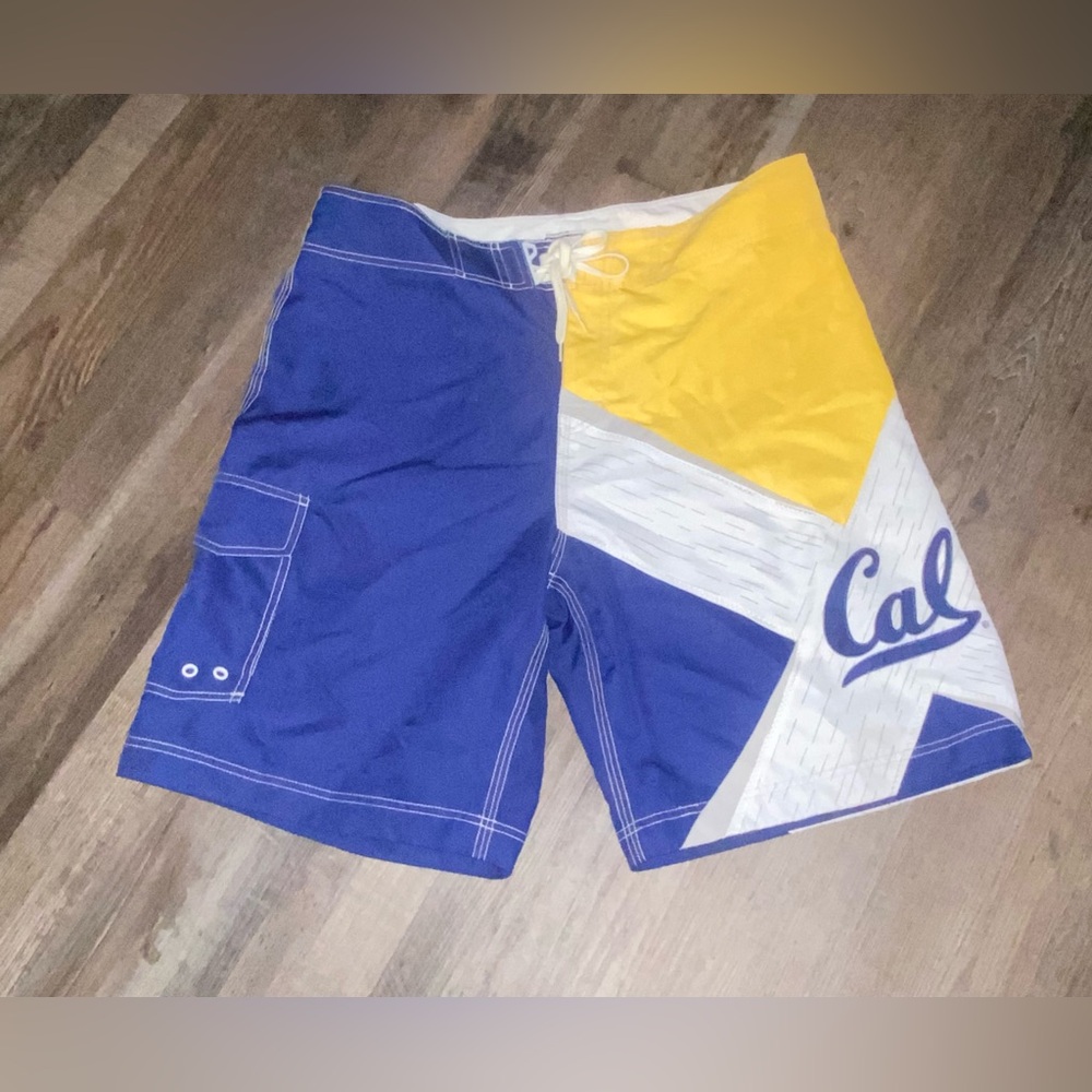 Cal Men’s Blue and Yellow Athletic Swim Shorts